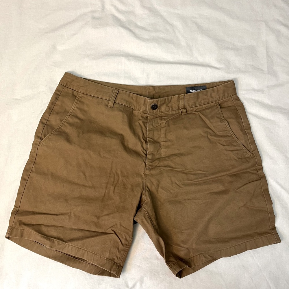 Bonobos Men’s Chino Khaki Shorts, 7” inseam & 36” waist. Lightly used.